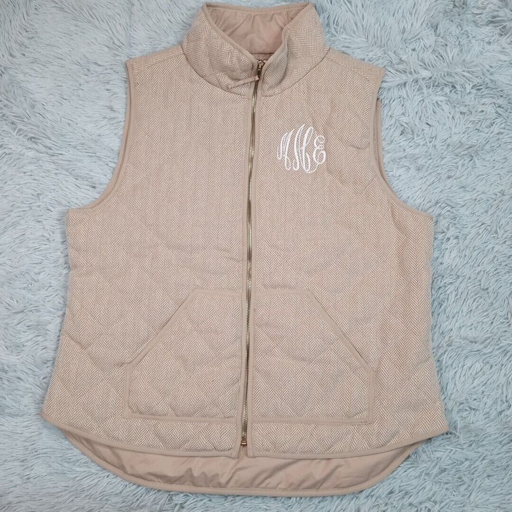 Marleylilly Vest Womens XL Biege Gorpcore Pockets Warm Cozy Embroidered Logo New